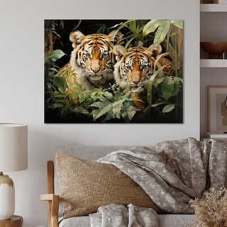 Designart "Asian Art Tigers In Jungle III" Asian Metal Wall Decor - Bed ...